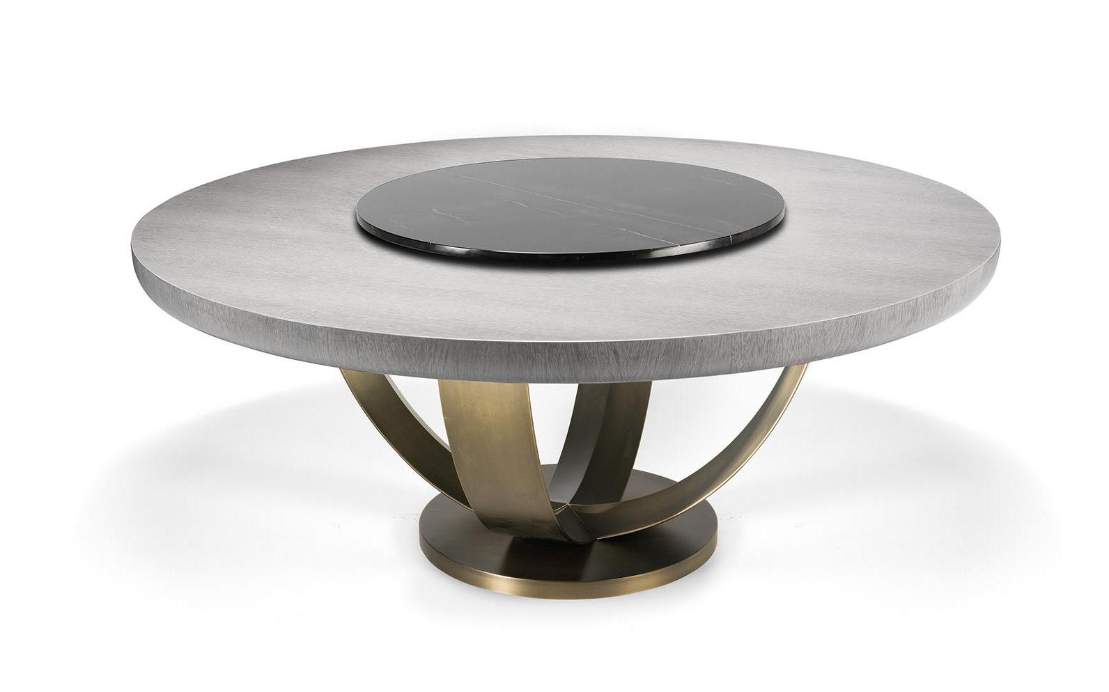 Table à Manger Ronde avec Piètement en Bronze