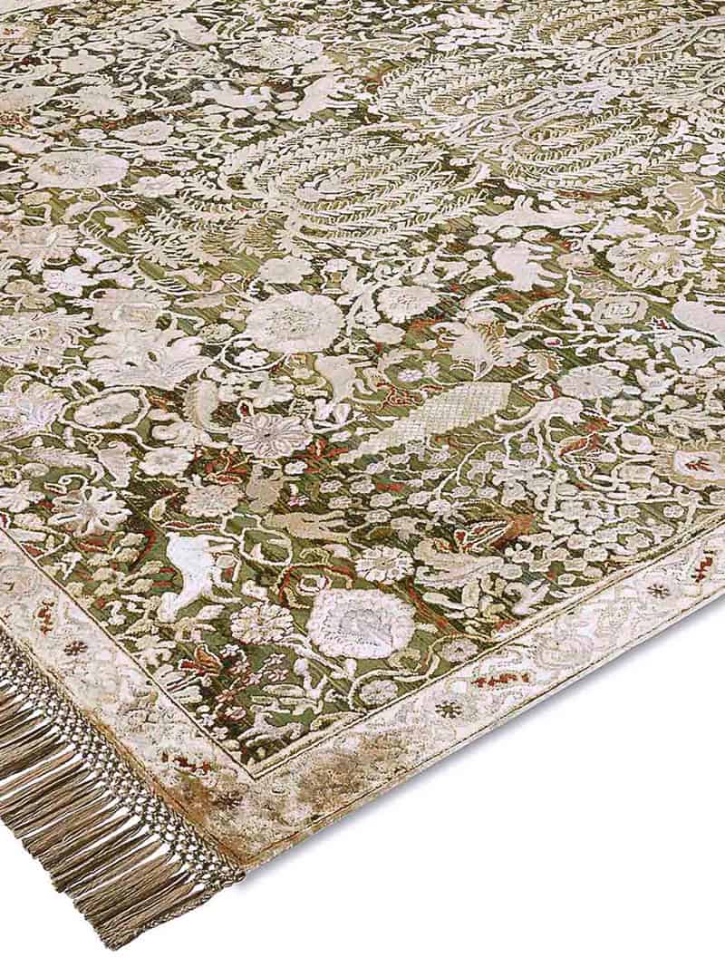Tapis de luxe fait main Or / Vert
