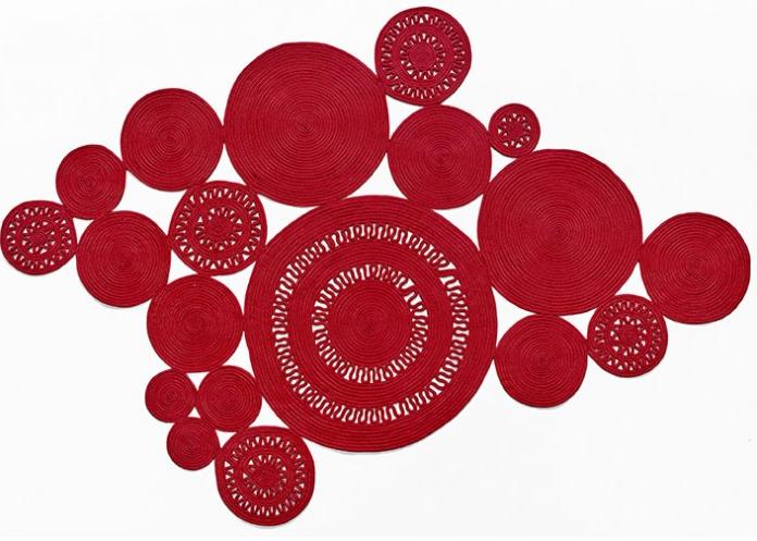 Tapis Patchwork Tressé Rouge