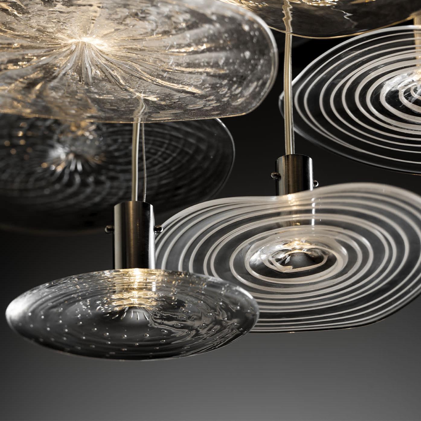 Lustre Rond Chromé avec Verre de Murano