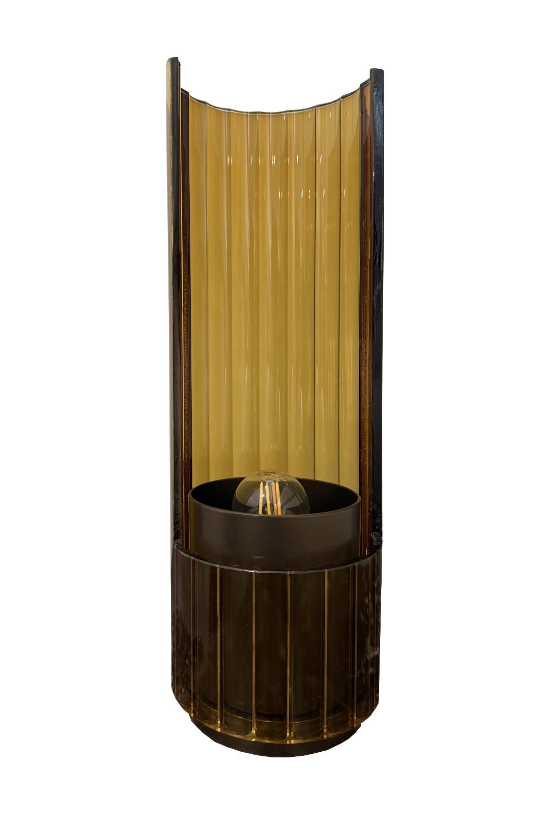 Lampe de table en verre ambré Bon Ton