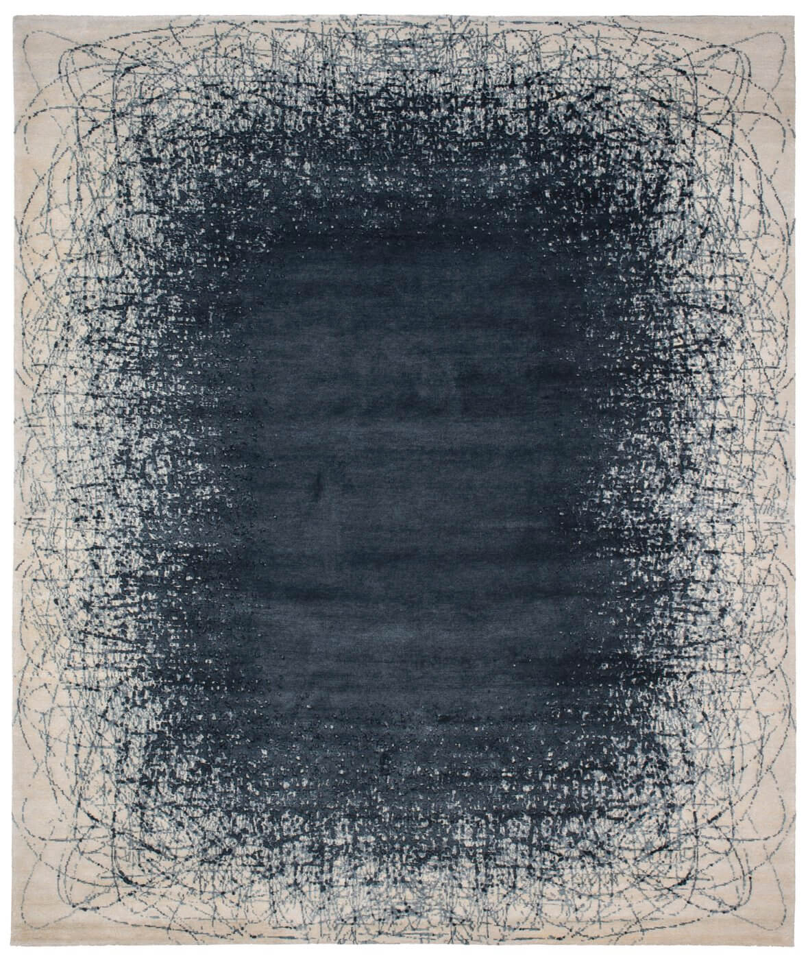 Tapis Ballpoint Art 6 Bleu Foncé Blanc