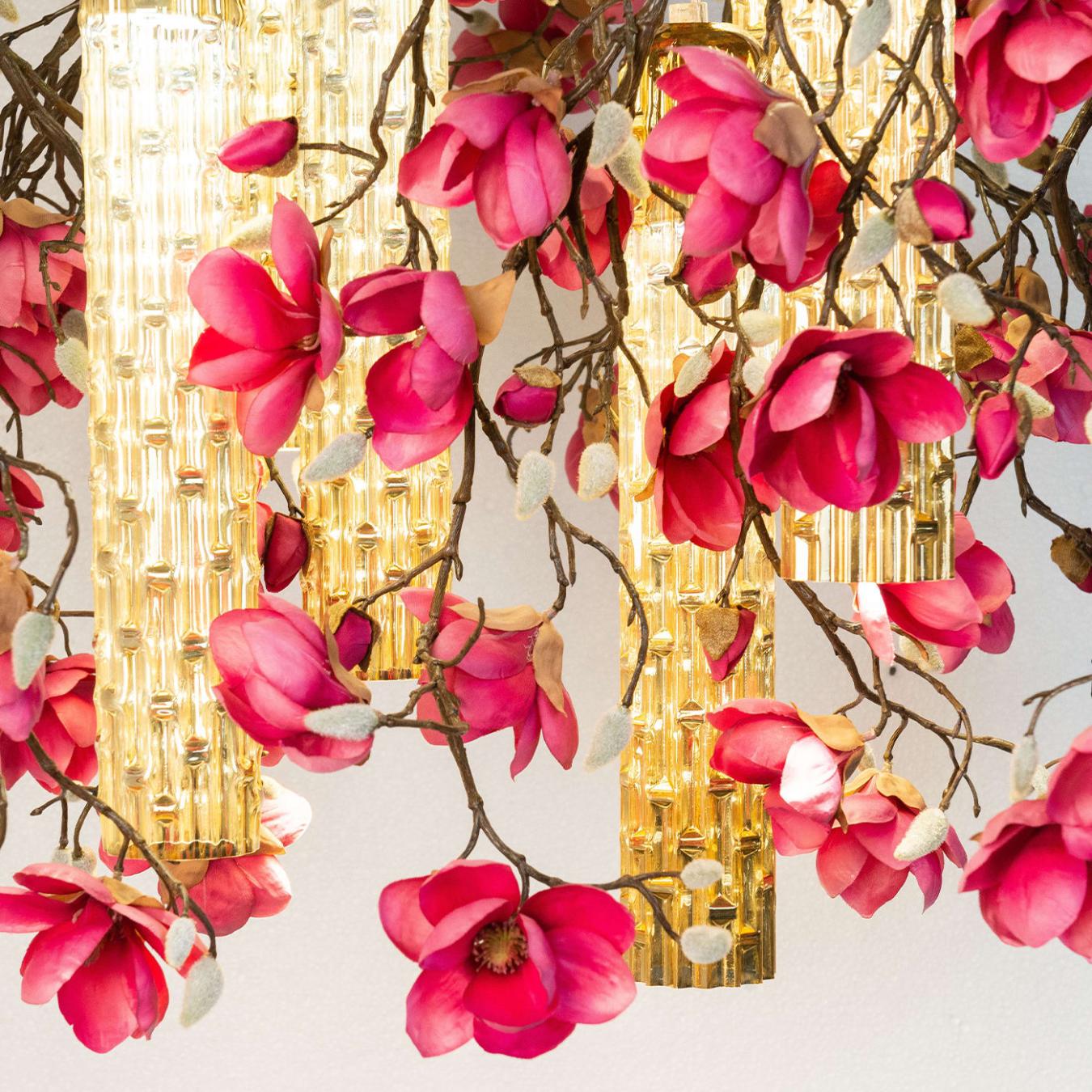 Lustre carré doré Magnolia