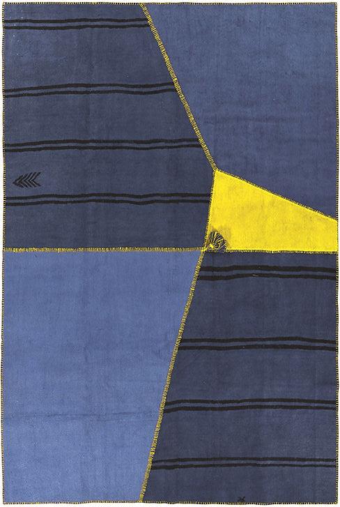 Tapis Patchwork Chanvre Bleu Profond
