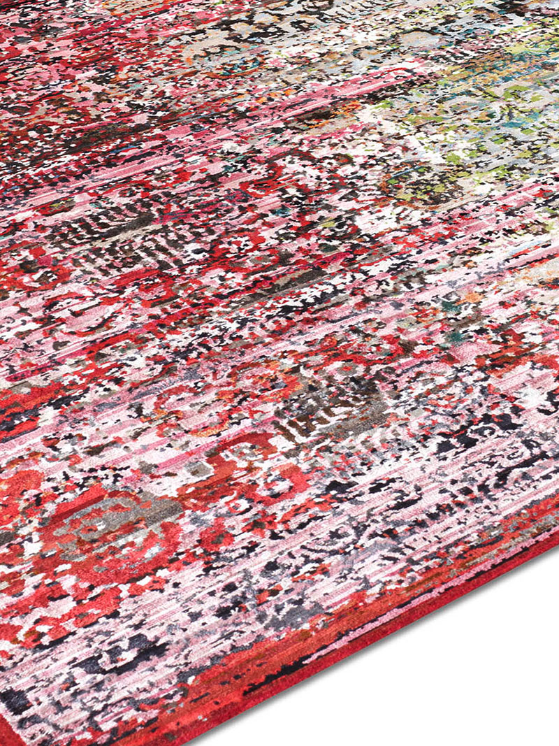 Tapis noué main de luxe Woods Fraise