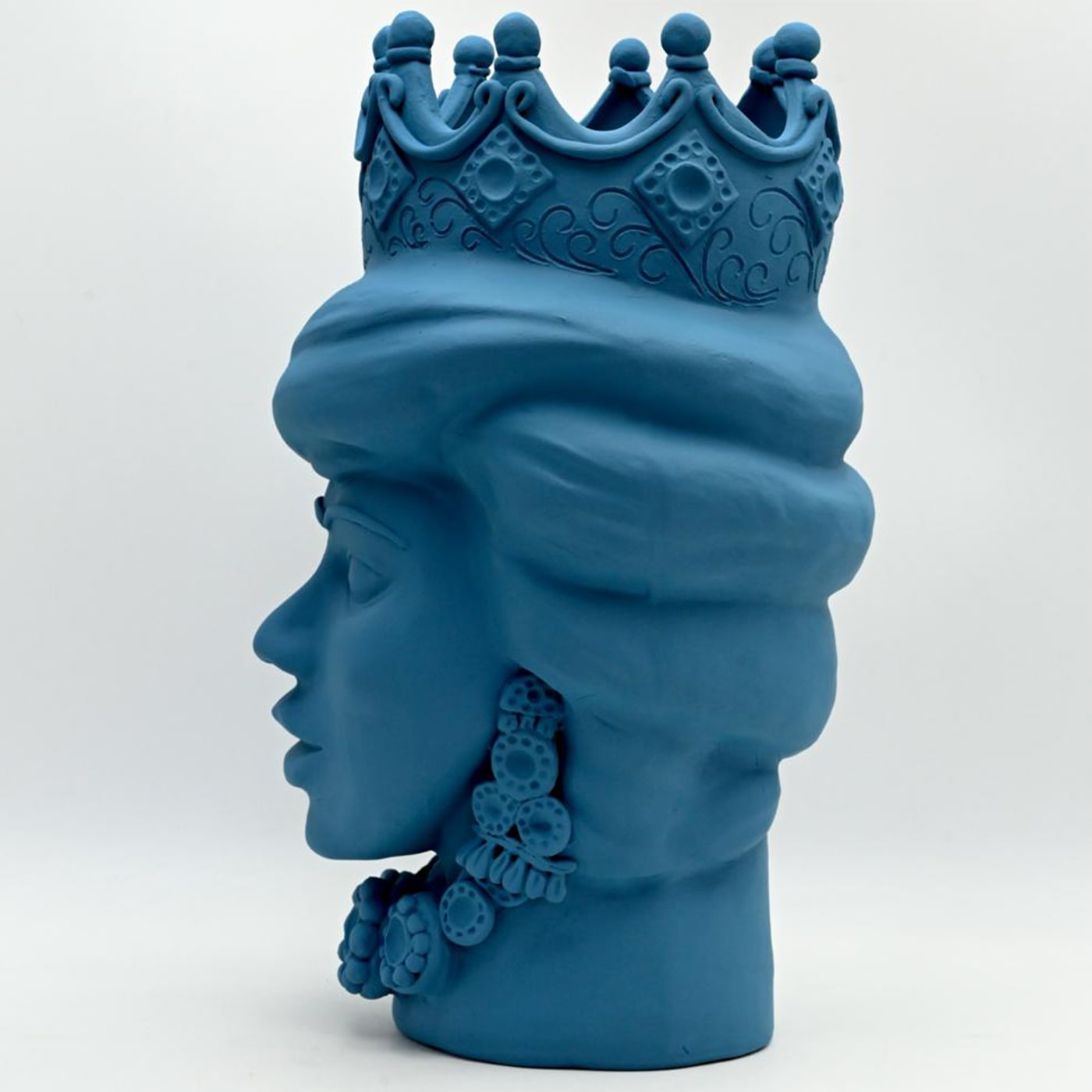 Sculpture Tête De Maure Bleu Mat