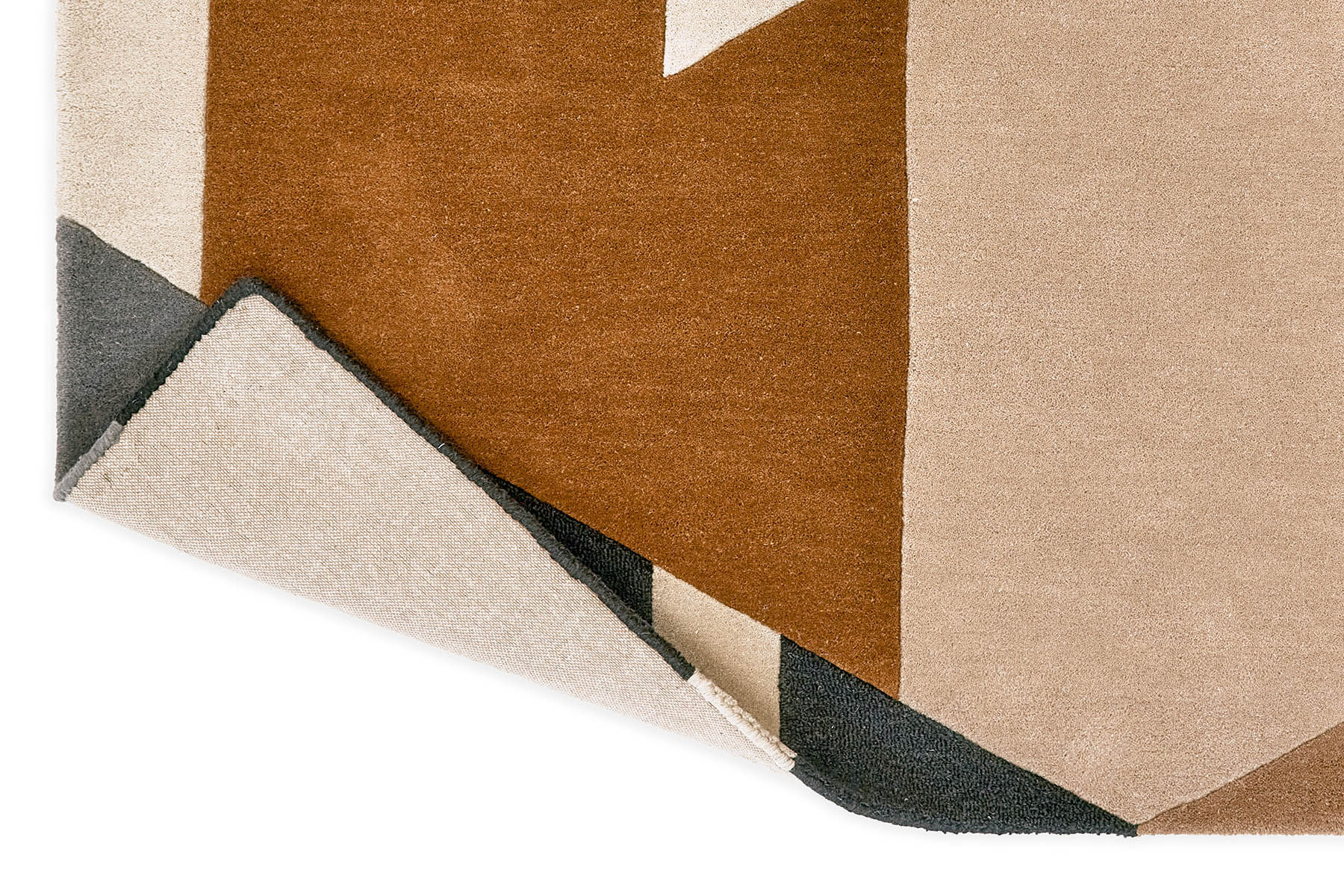 Tapis fait main Popova Caramel / Ardoise / Coquillage | Taille: 140 x 200 cm