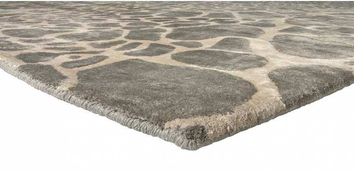 Tapis Diamant Beige / Gris Noué à la Main
