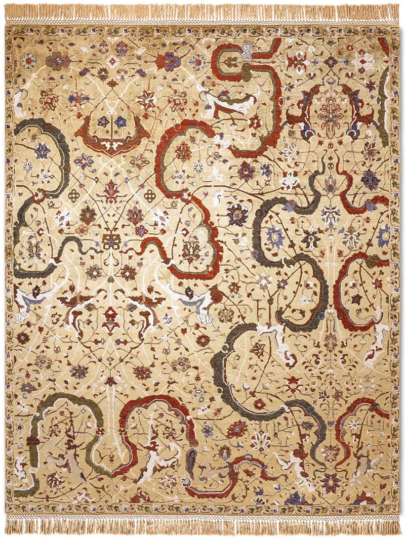 Tapis de luxe Tabriz Jaune