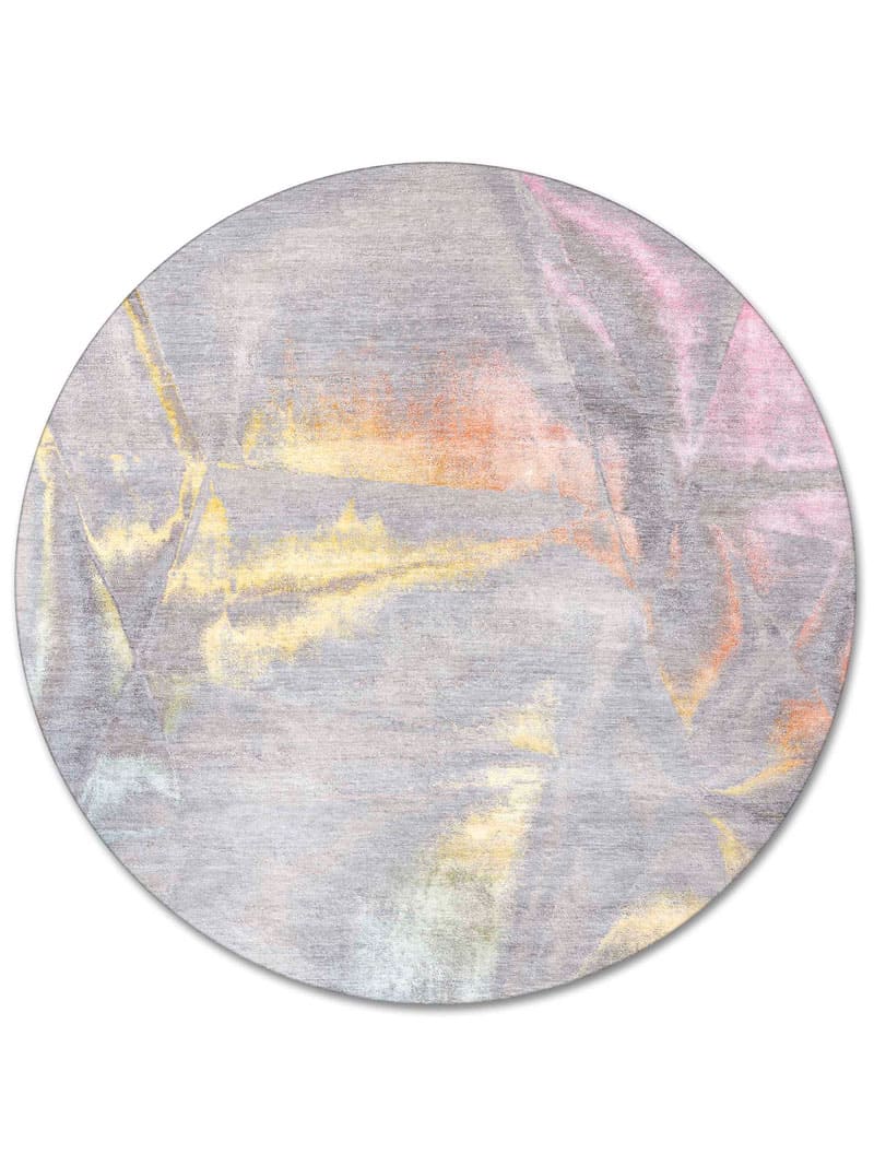 Tapis rond noué main Pastel
