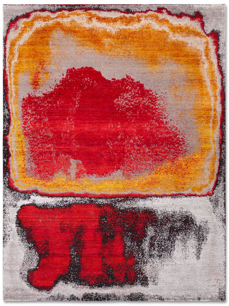 Tapis tissé main Coucher de Soleil Rouge