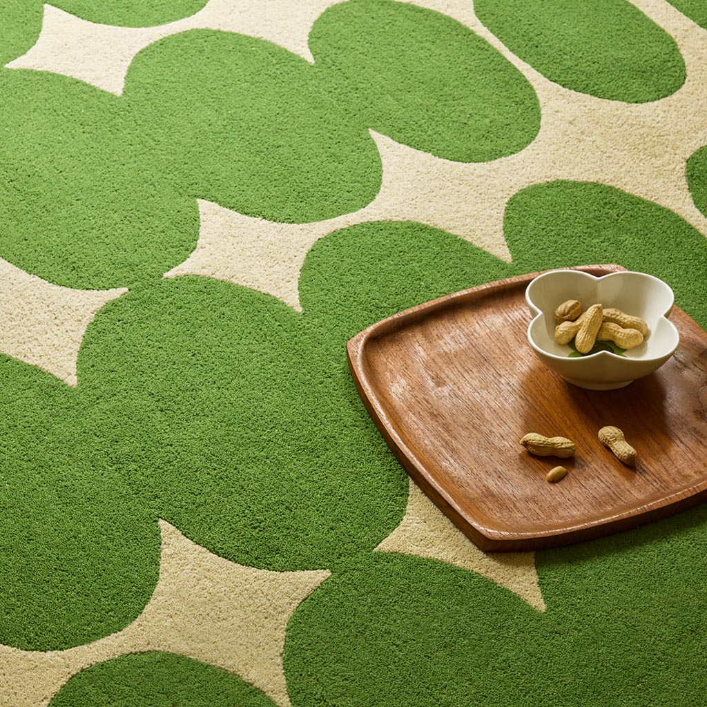 Optical Oval Green / Cream Tapis | Taille: 250 × 350 cm