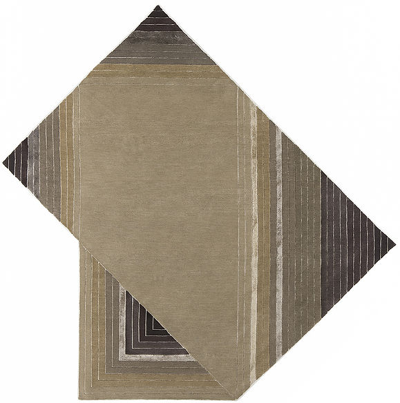 Tapis Géométrique en Laine et Viscose Noué à la Main