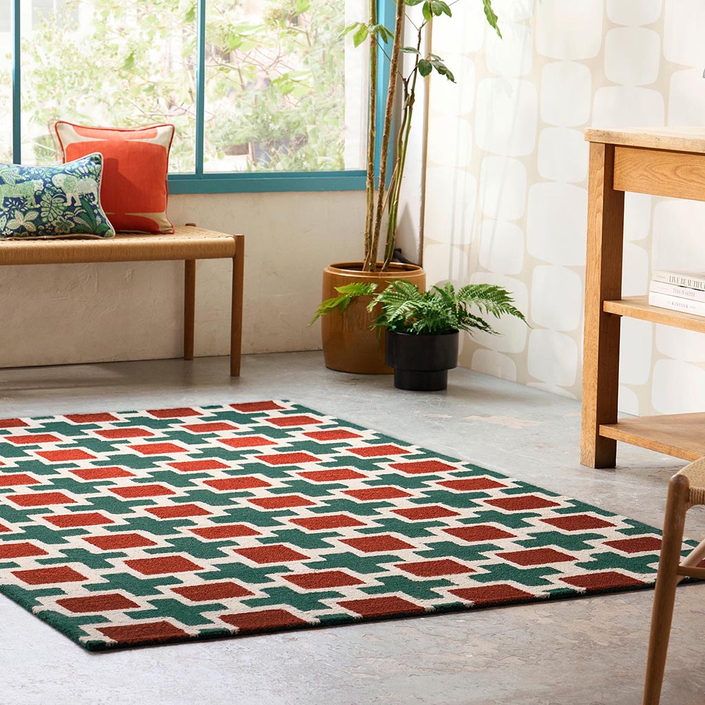 Tapis Hachure Rouille