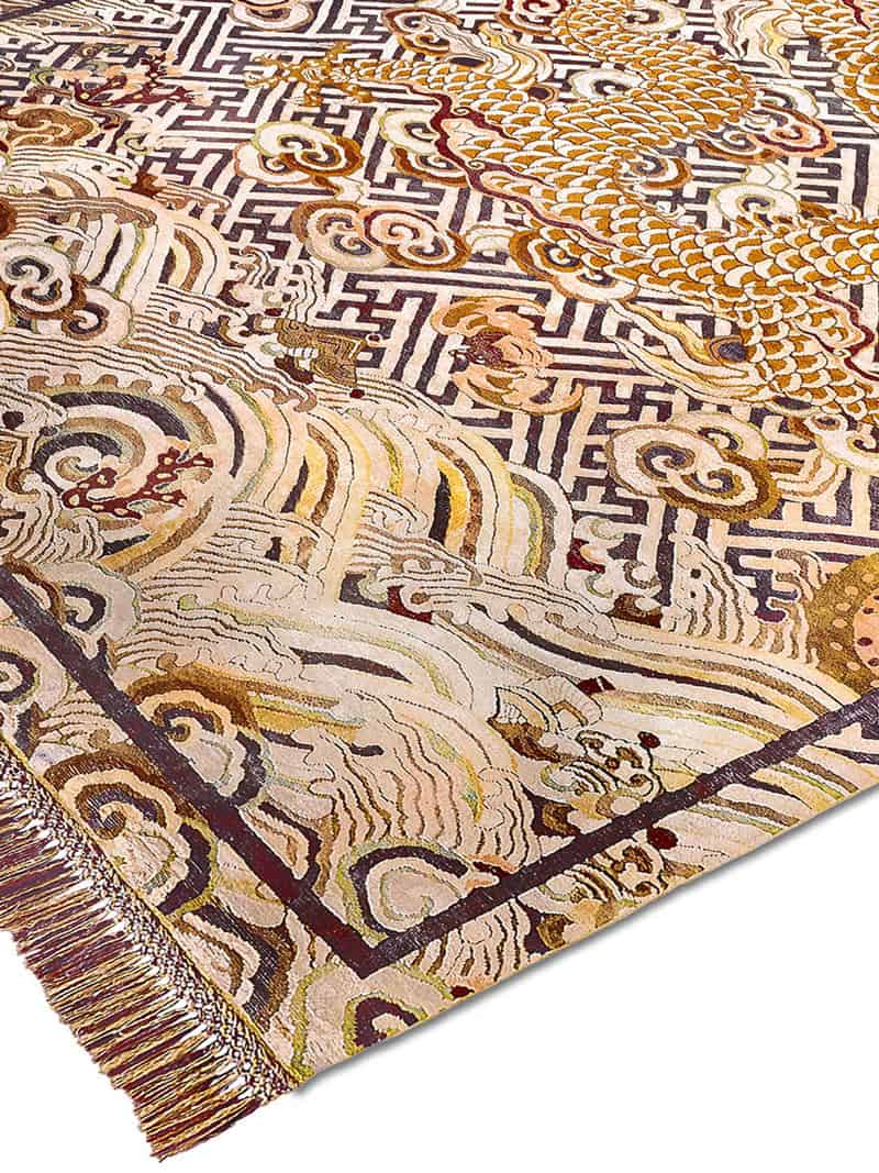 Tapis noué main Dragon | Taille: 274 x 365 cm
