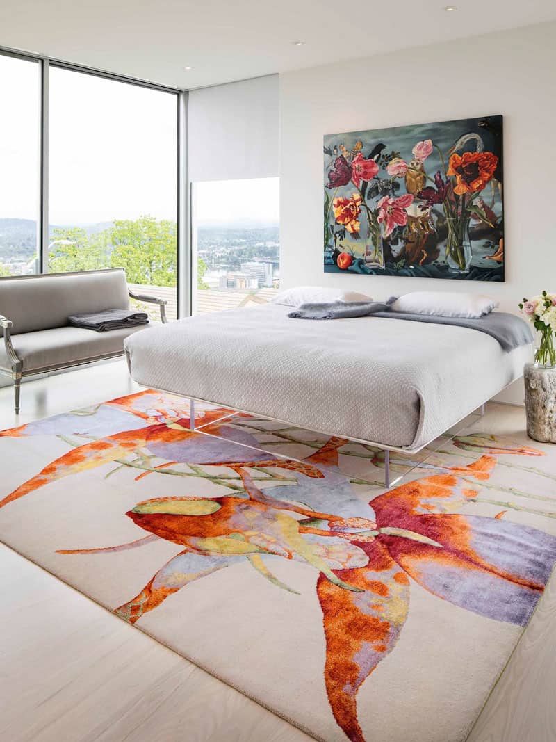 Tapis noué main Orchidée