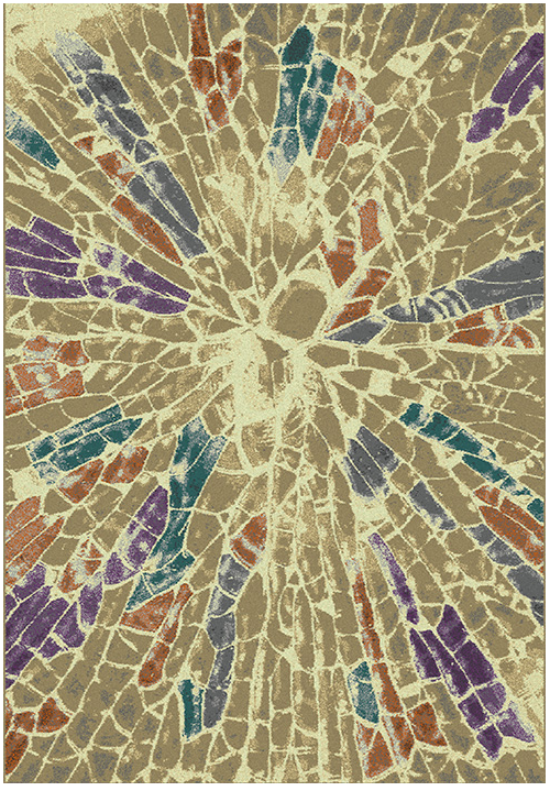 Tapis Multicolore Abstrait Tissé Machine | Taille: 160 x 235 cm