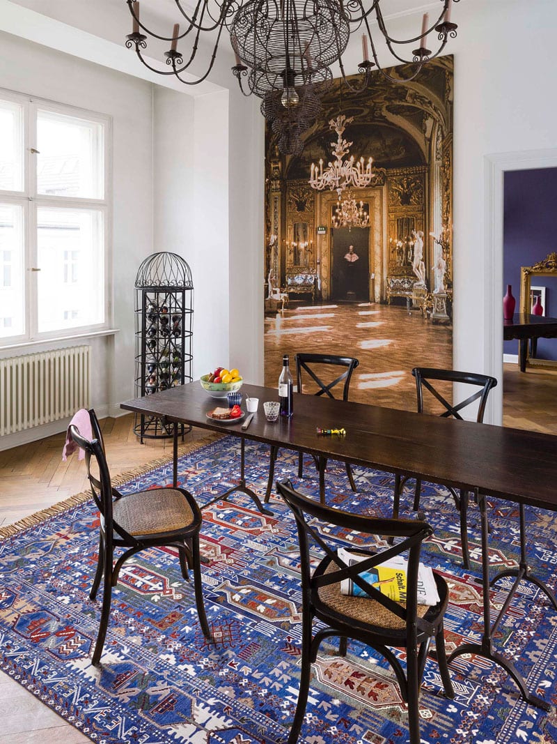 Tapis Baloutche Inversé Original sur Bleu Minuit
