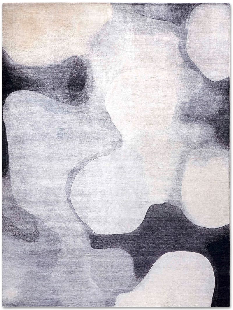 Tapis fait main de luxe Argent / Gris