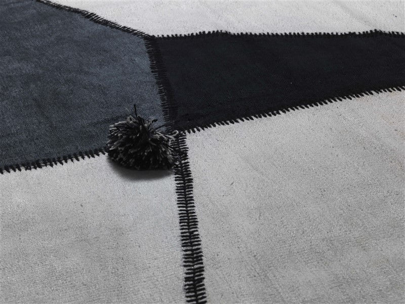 Tapis Patchwork "White For Three" en Chanvre