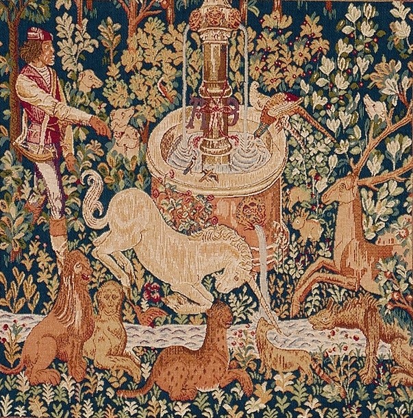 Tapisserie Licorne à la Fontaine avec Bordure