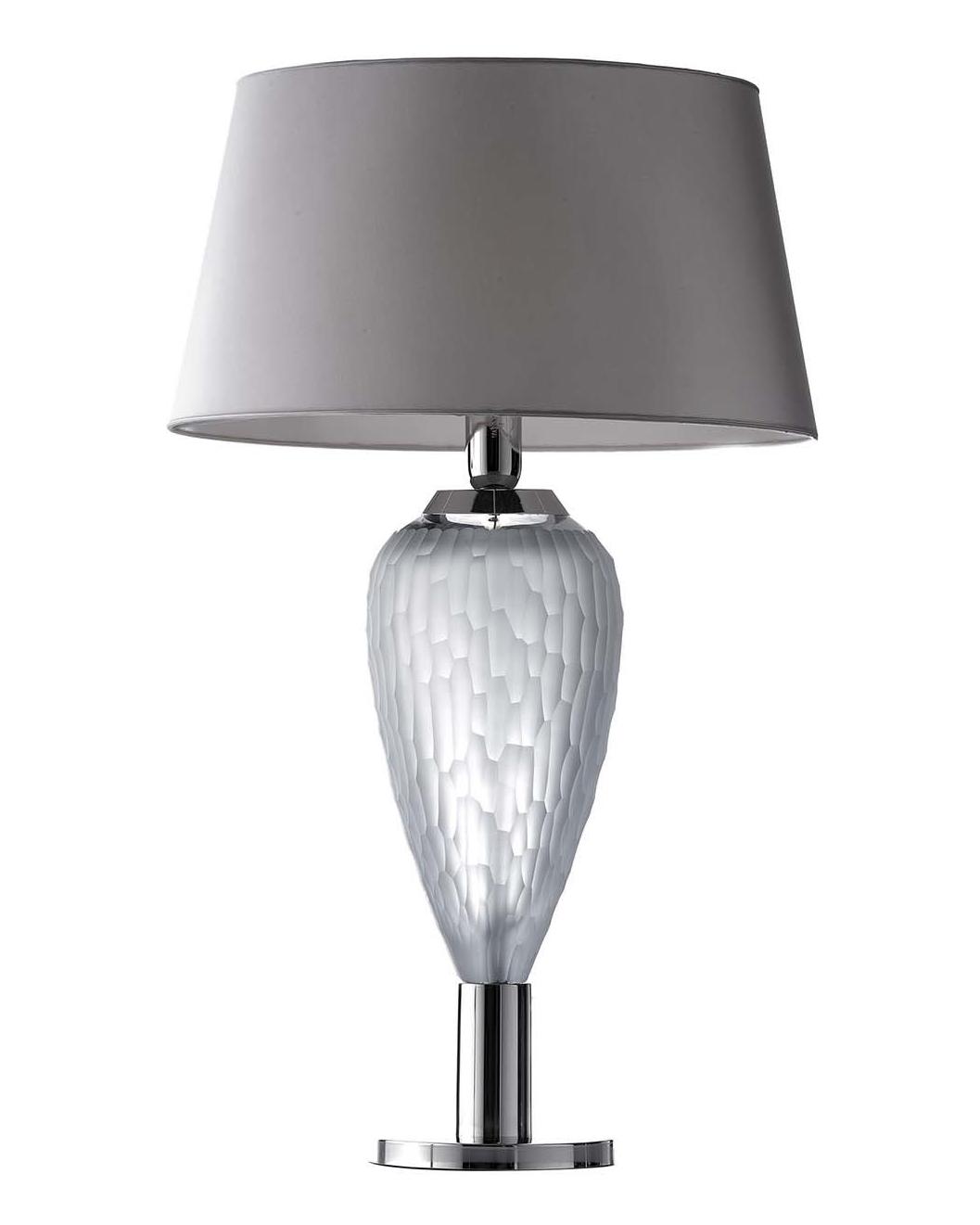 Lampe de Table en Cristal Nid d'Abeille Gris Nickel Poli