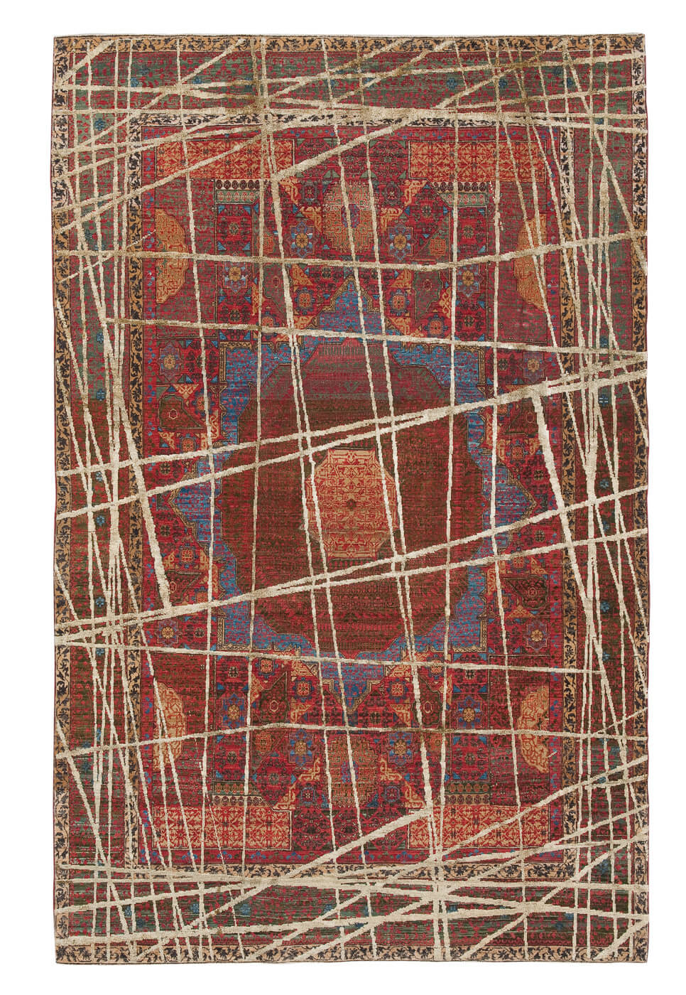 Tapis Mamluk Columbus Enveloppé Rouge Doré Soie