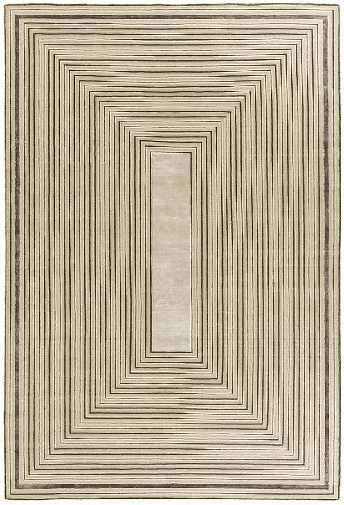 Tapis à Cadre Beige en Laine & Viscose
