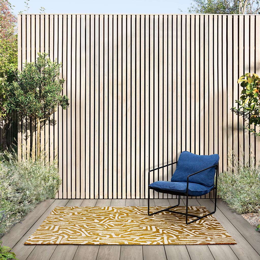 Tapis Mélodique Ocre/Or Extérieur | Taille: 140 x 200 cm