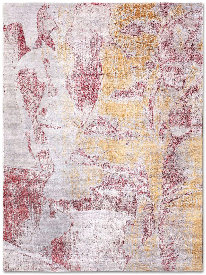 Tapis noué main Or / Corail