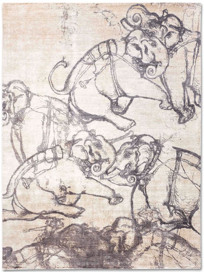 Tapis tissé main Éléphants | Taille: 170 x 240 cm