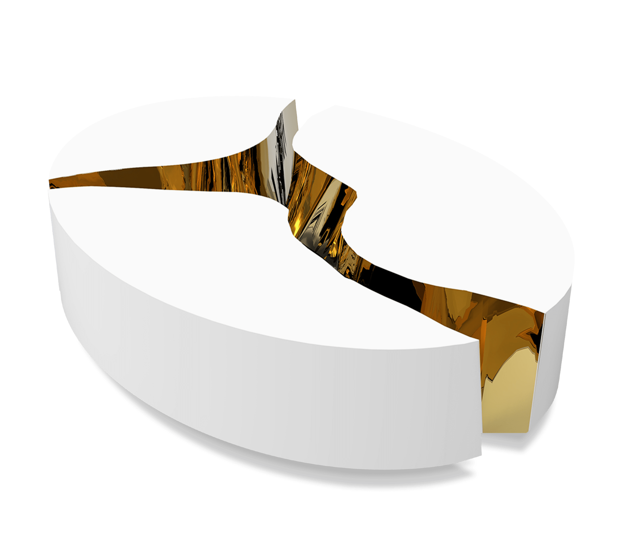Table Basse Ovale Blanche Fissure