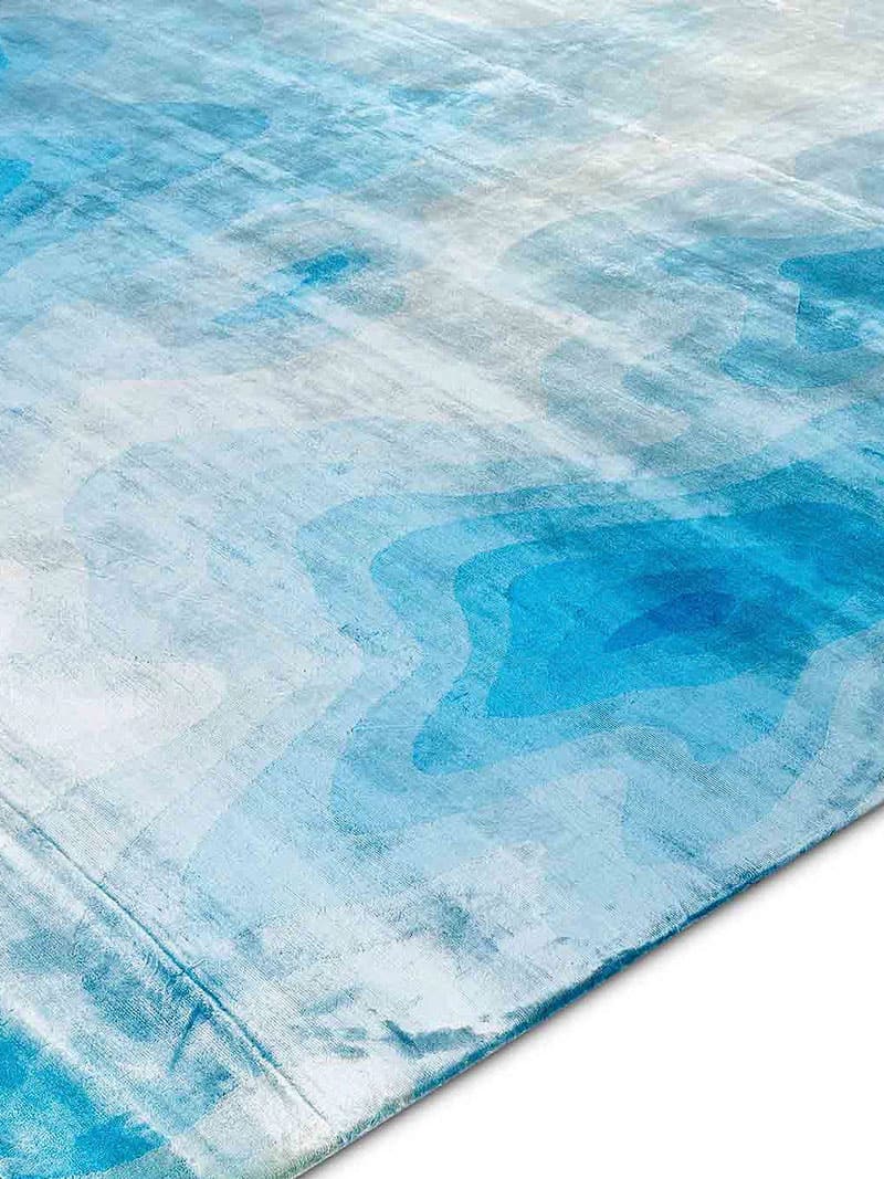 Tapis noué main de luxe Ocean Bleu