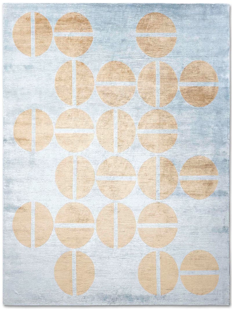 Tapis noué main Or / Bleu