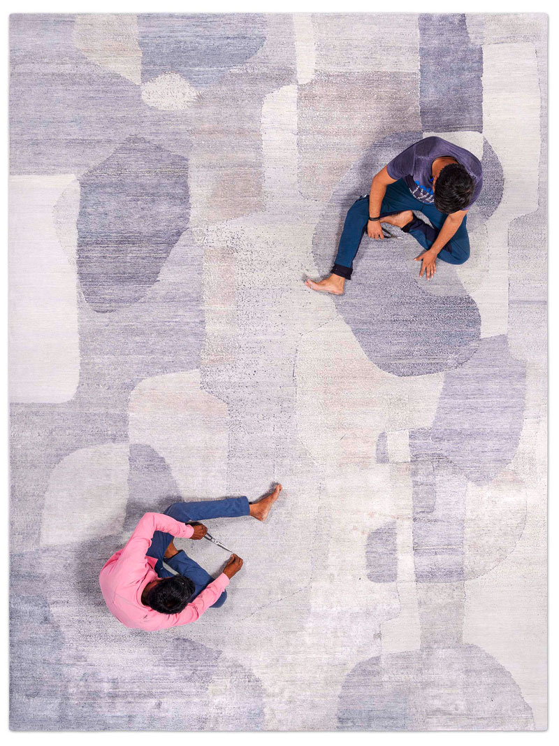 Tapis de luxe Argent Bleu