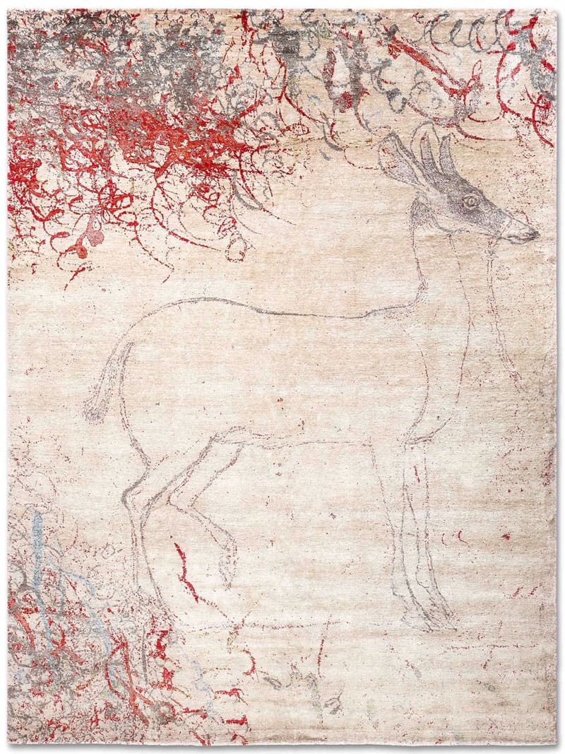Tapis Antilope Bleu sur Rose Cuivré | Taille: 183 x 274 cm