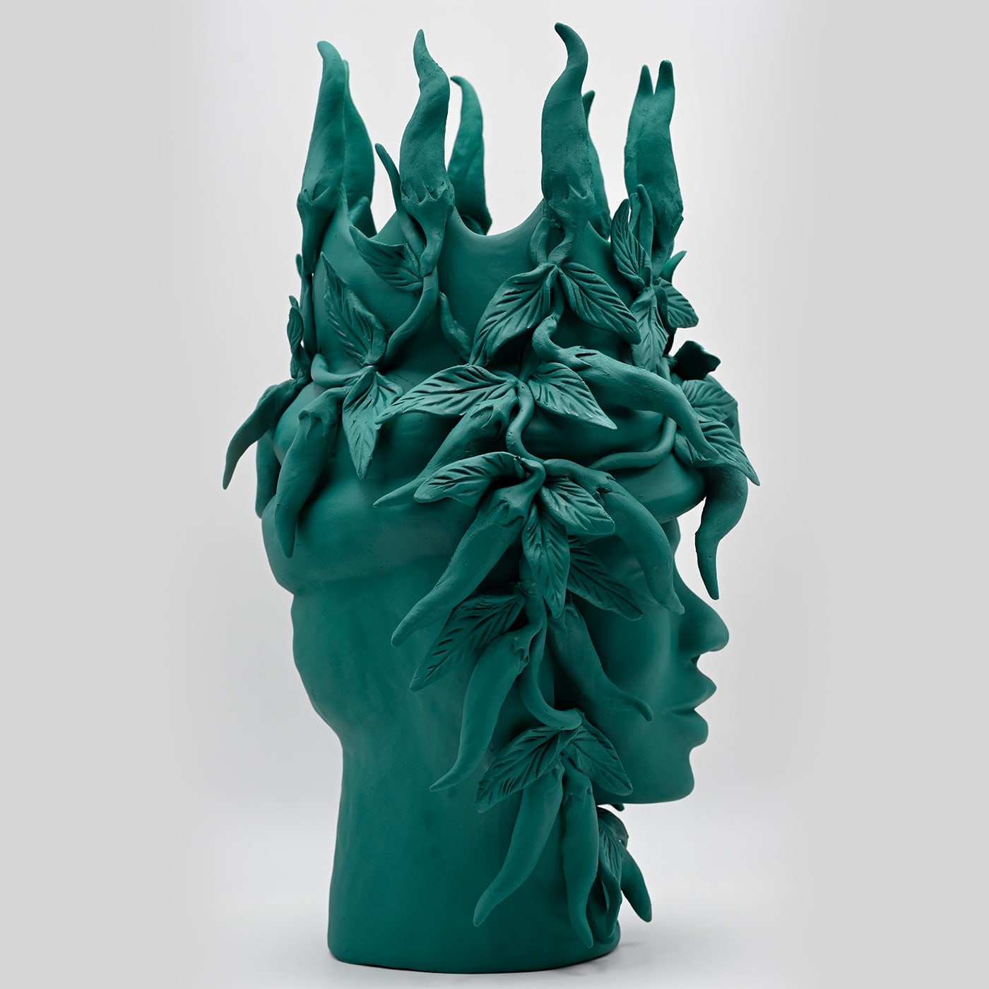 Sculpture Tête De Maure Vert Foncé