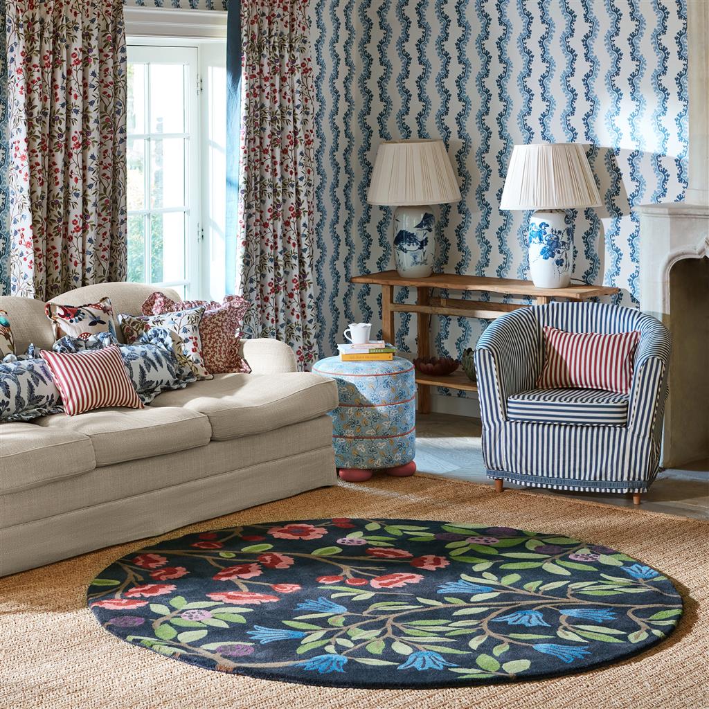 Tapis rond Foraging Indigo 146618 | Taille: Ø 200 cm