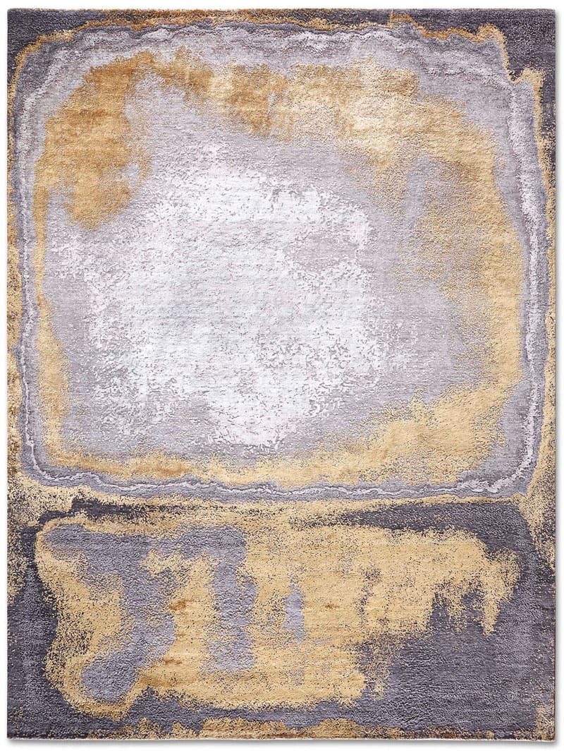Tapis tissé main Gold sur Gris