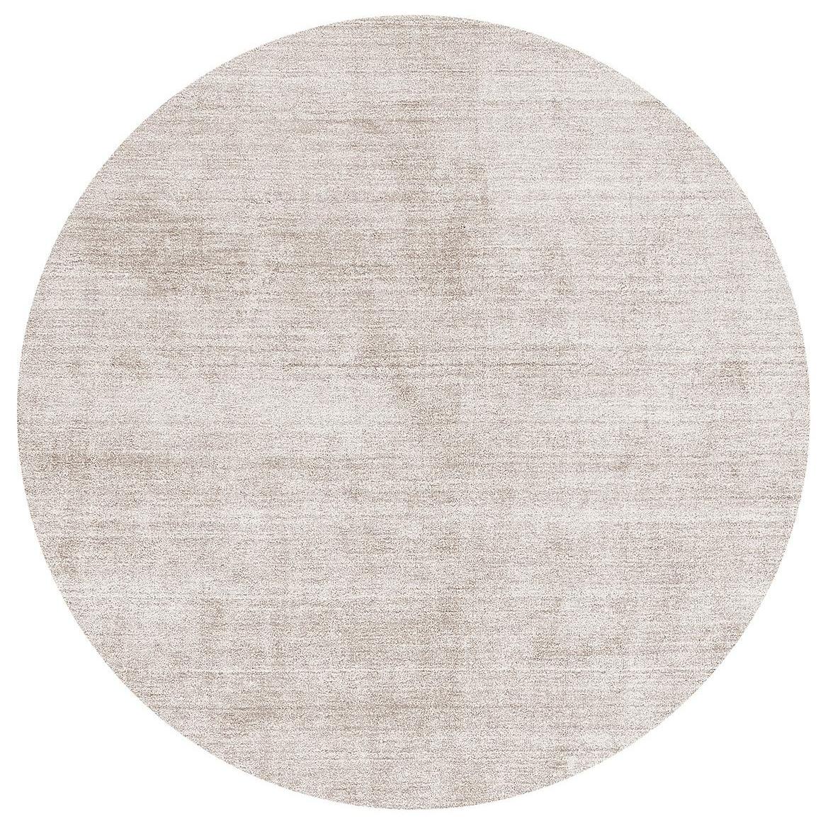 Tapis Rond Blanc Cassé en Soie de Bambou