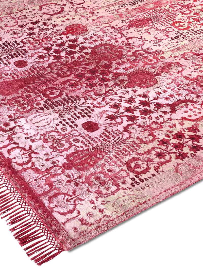 Tapis noué main de luxe Woods Fraise