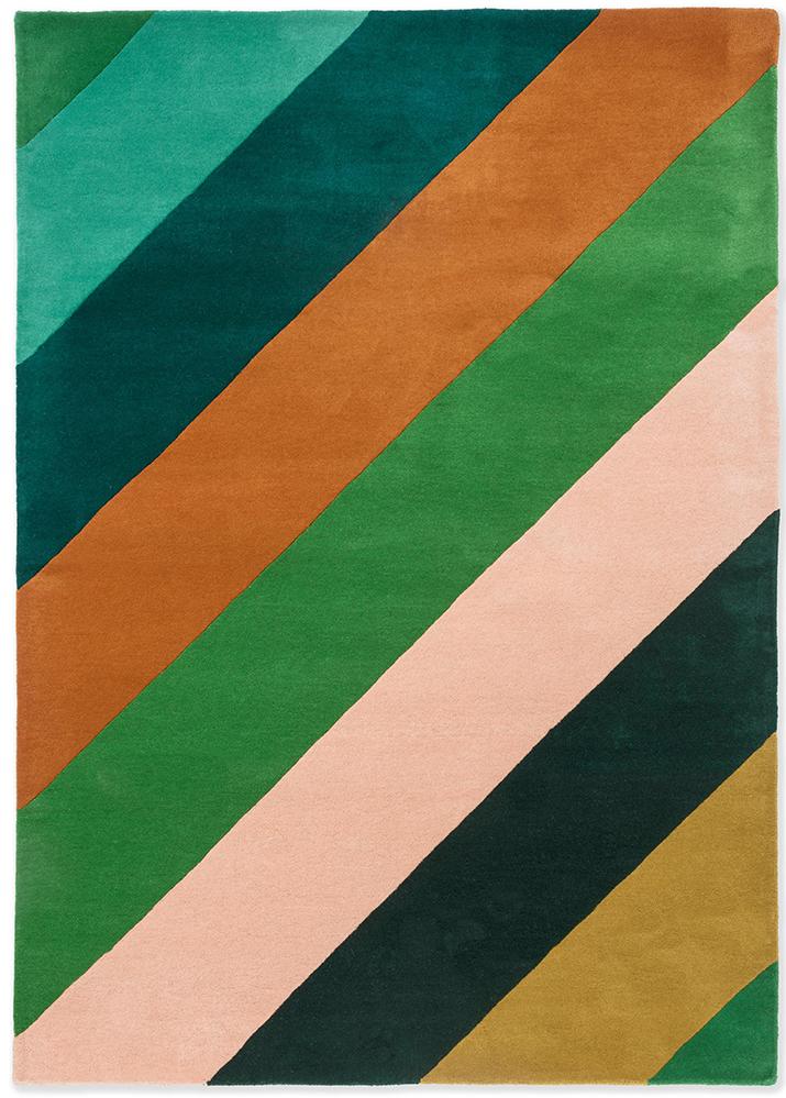 Tapis Sorbet Rayé Émeraude/Ambre