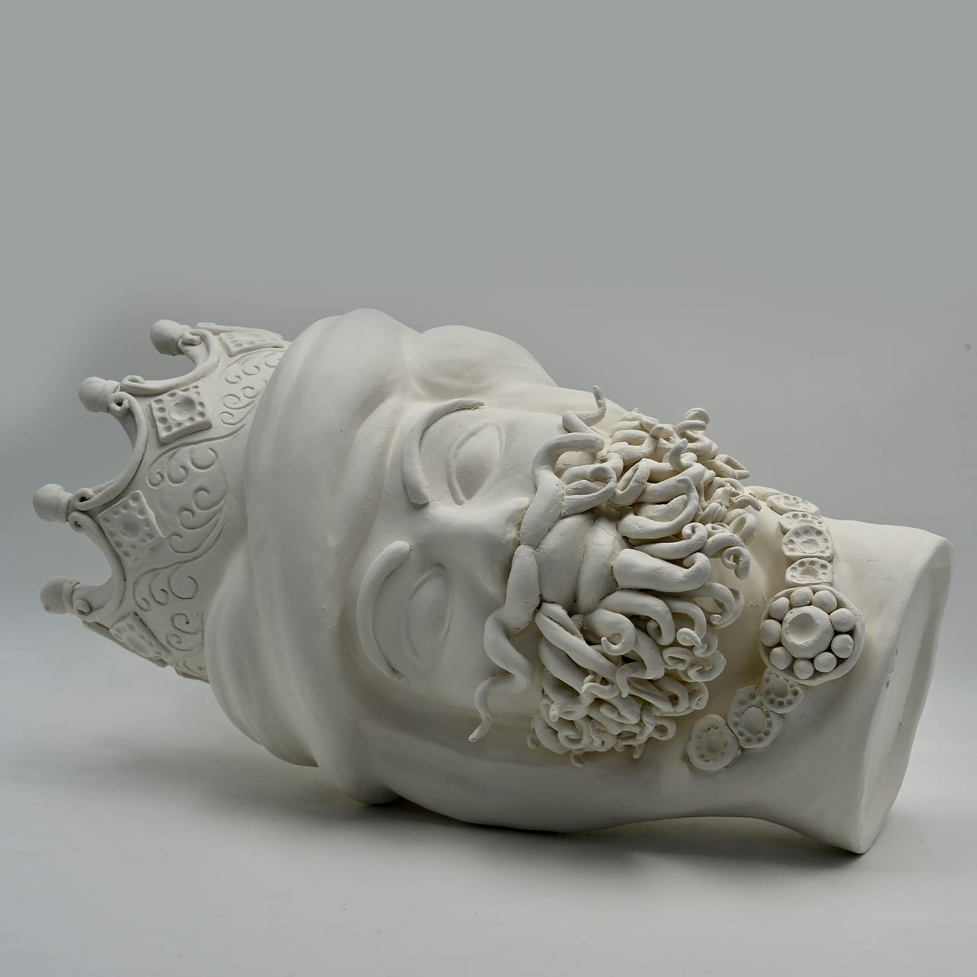 Sculpture Tête De Maure Grise