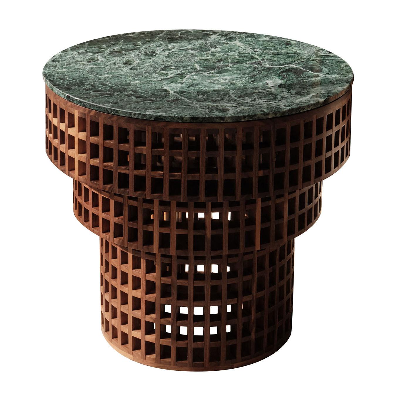 Table d'Appoint Noyer & Marbre