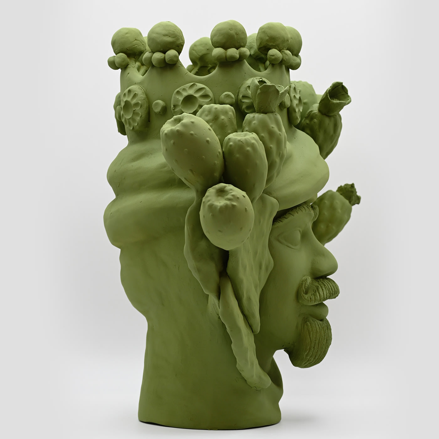Sculpture Tête De Maure Vert Artisanale