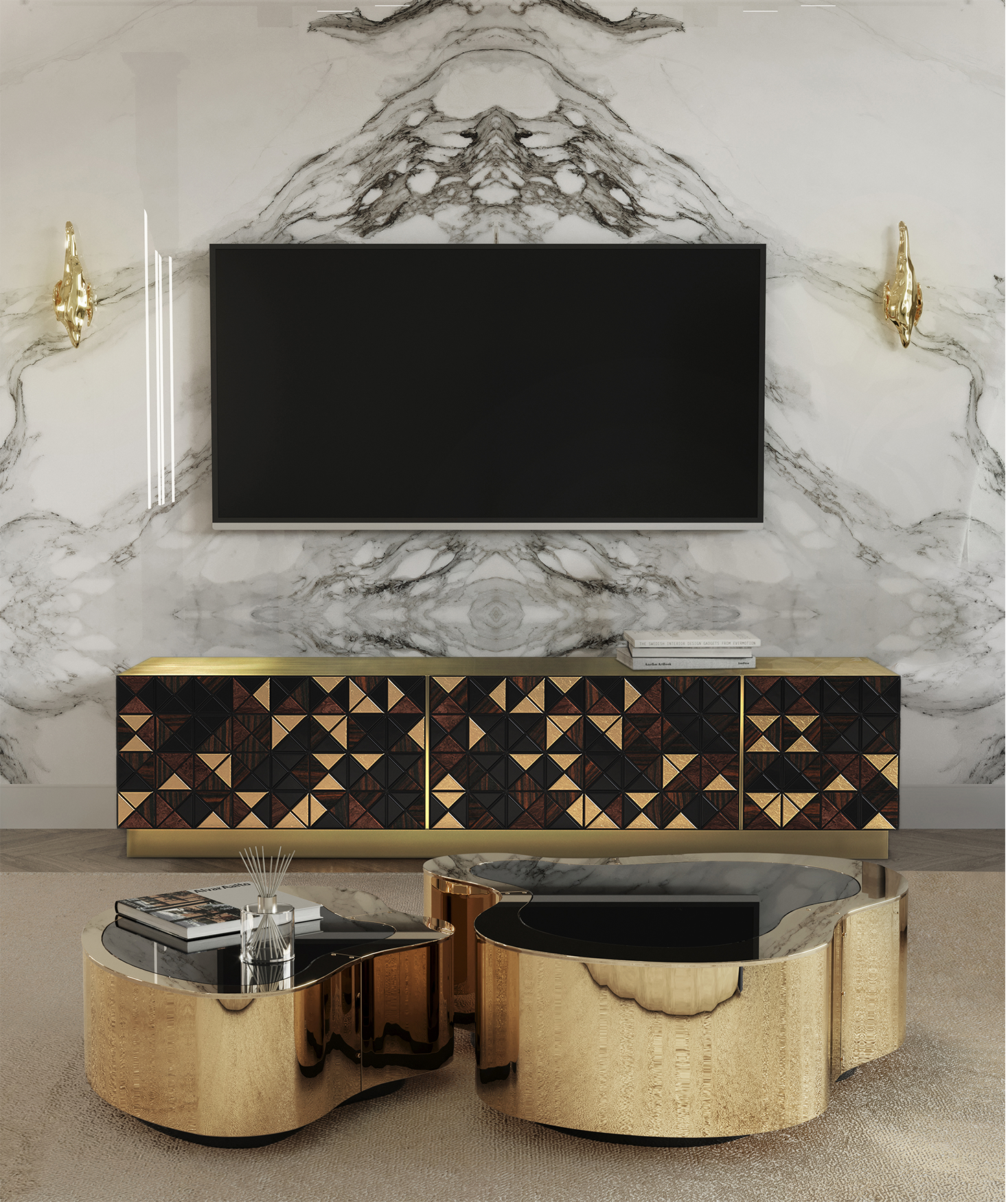 Meuble TV en Noyer Mosaic