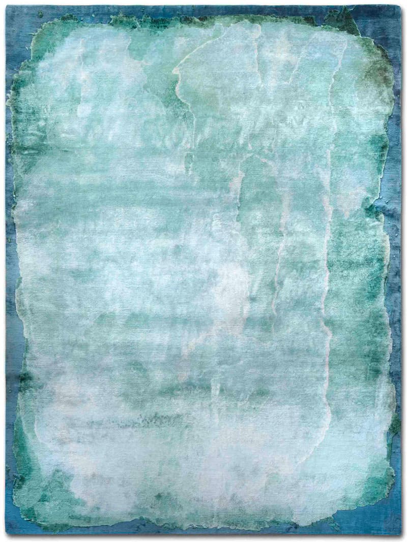 Tapis noué main de luxe Mono Turquoise