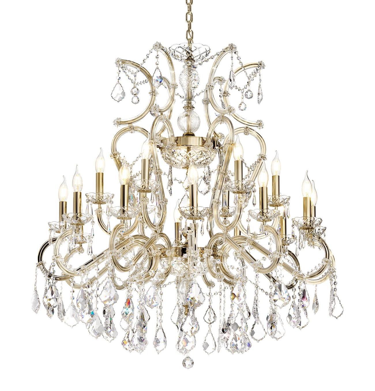 Lustre Mariateresa 18 Lumières en Cristal Finition Or