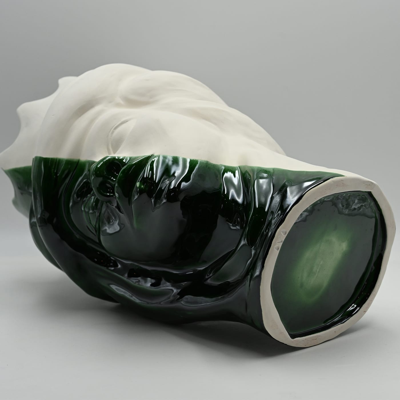 Sculpture Tête De Maure Vert Et Blanc