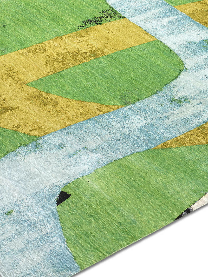 Tapis tissé main Original Vert / Jaune